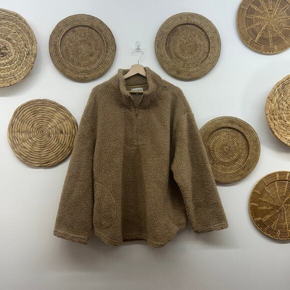 Koolaburra by UGG Brown Sherpa Teddy Fleece Quarter Zip Sweatshirt Plus Size 2X - Picture 1 of 6